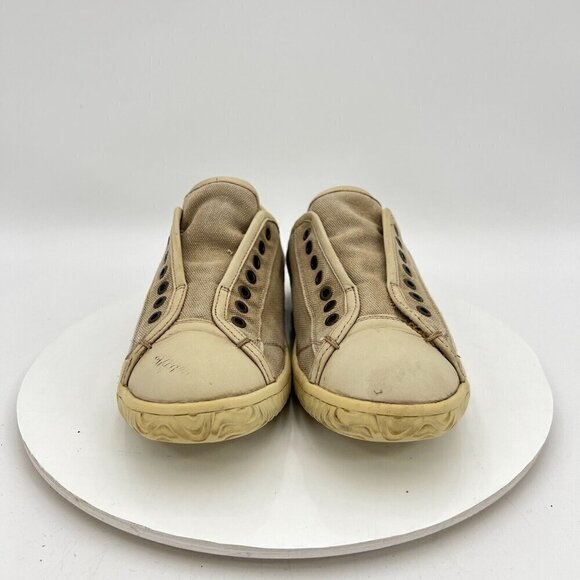 John Varvatos Men Size 7M Cream Washed Canvas Leather Pull On Laceless Shoes - Picture 2 of 15